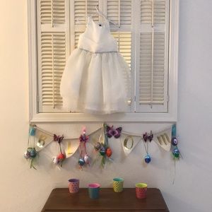 Ivory & silver Easter, flower girl/Holiday dress.